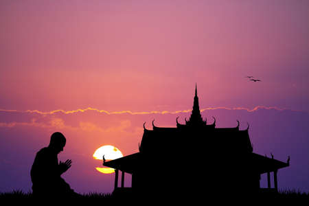 Buddhists in Bangkokの写真素材