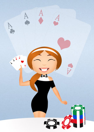 girl with poker cards