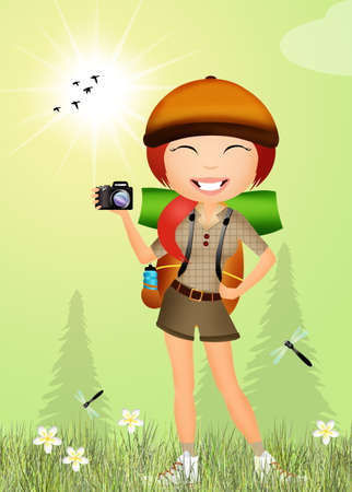 girl in campingの写真素材