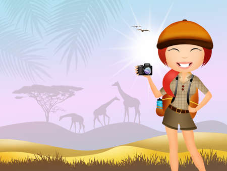 Girl makes safariの写真素材