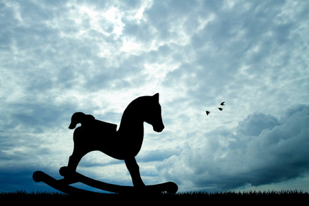 rocking horse silhouetteの写真素材
