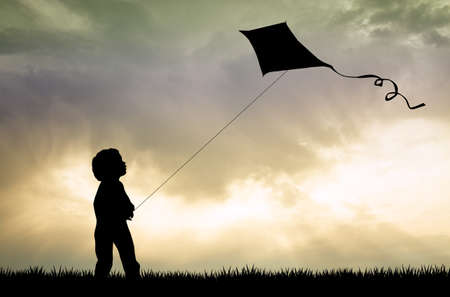 child with kiteの写真素材