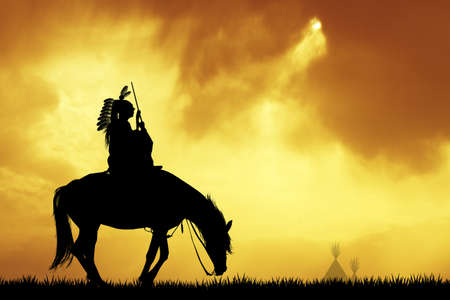 Crazy horse at sunsetの写真素材