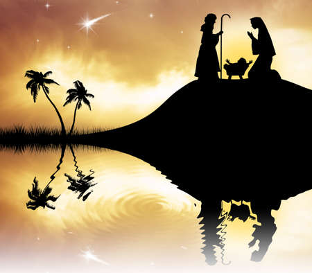 Nativity scene postcardの写真素材