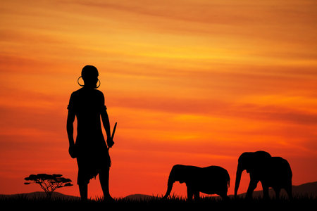 African man at sunset