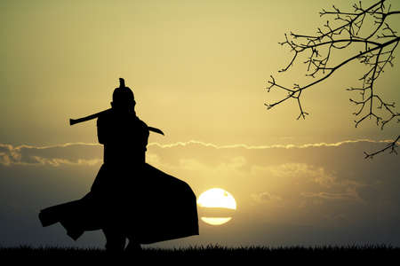 Samurai with swordの写真素材