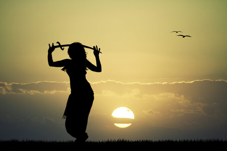 sword bellydance at sunset