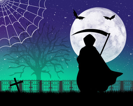 Man with scythe of Halloweenの写真素材