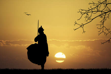 Samurai with swordの写真素材