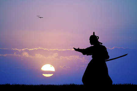 Samurai with swordの写真素材