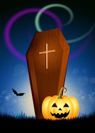 Coffin in the cemeteryの写真素材