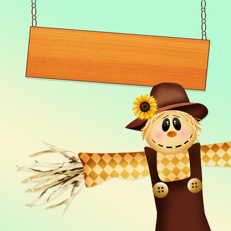 scarecrow in autumnの写真素材