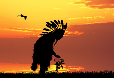 Indian at sunset