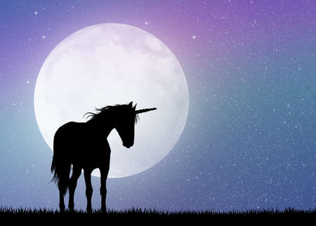unicorn in the moonlightの写真素材