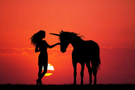 girl and unicornの写真素材