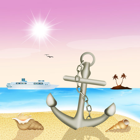anchor on the beach