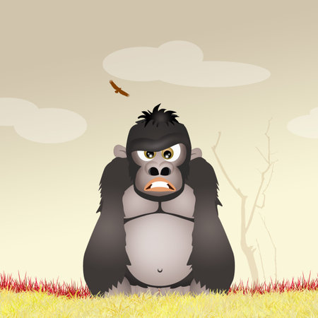 gorilla in the forestの写真素材