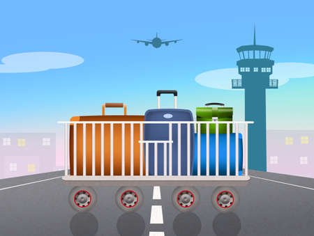load luggage on planeの写真素材