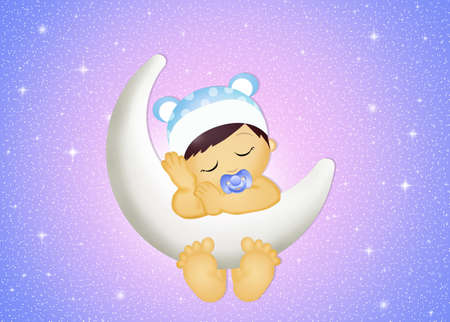 baby on the moonの写真素材