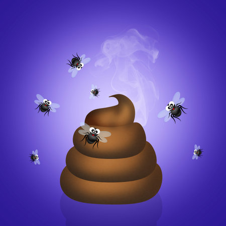 poop with flies