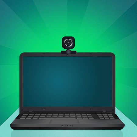 laptop with webcamの写真素材