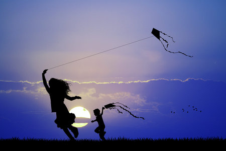 kite at sunsetの写真素材