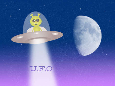 Alien in the ufoの写真素材