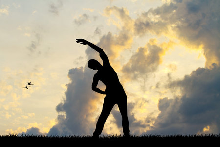 exercises at dawnの写真素材