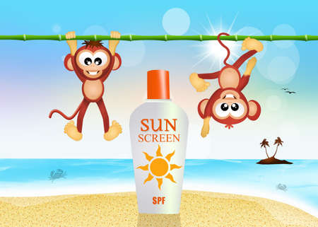 sunscreen protection on the beachの写真素材