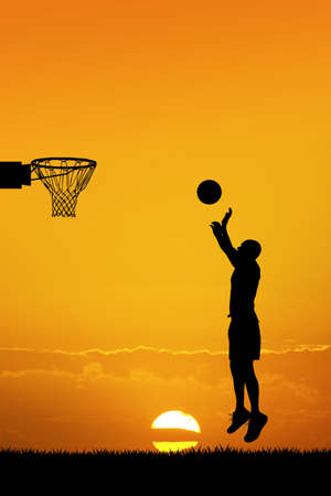 Basketball at sunsetの写真素材