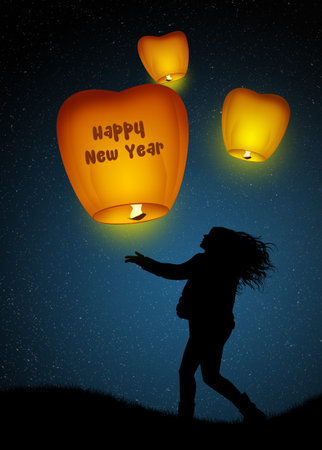 flying lanterns for New Yearの写真素材