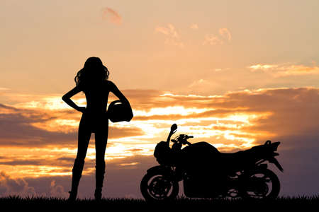 woman motorcyclistの写真素材