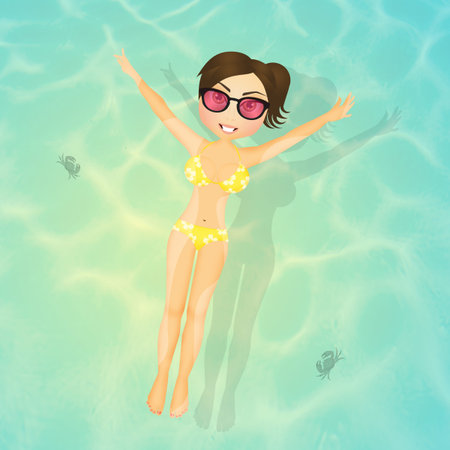 girl swimming on the sea