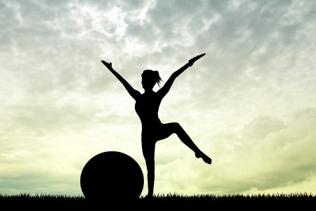 pilates at sunsetの写真素材