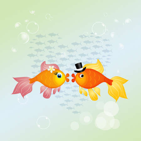 red fish in loveの写真素材