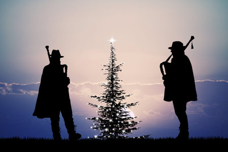 bagpiper at Christmasの写真素材