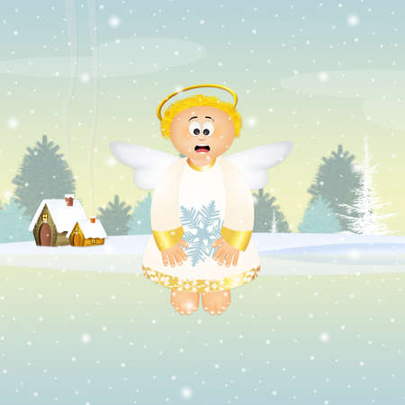 cute Angel with snowflakeの写真素材