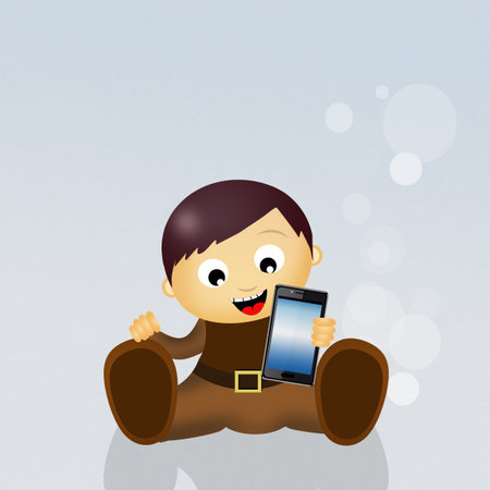 child with smartphoneの写真素材