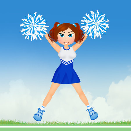 cheerleader with pom poms
