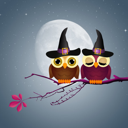 owls of Halloweenの写真素材