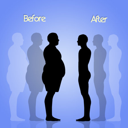 man before and after dietの写真素材