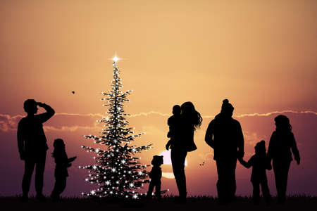 people celebrate Christmasの写真素材