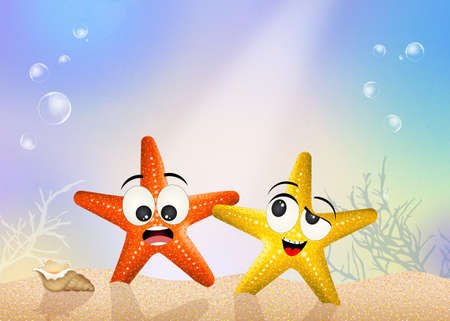 starfishes in the oceanの写真素材