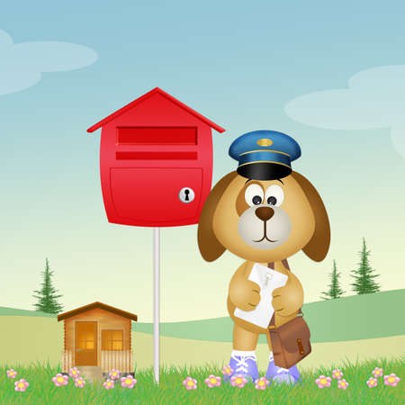 cute dog postmanの写真素材