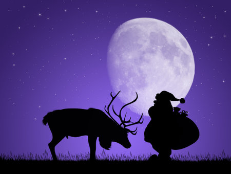 Santa Claus and reindeerの写真素材