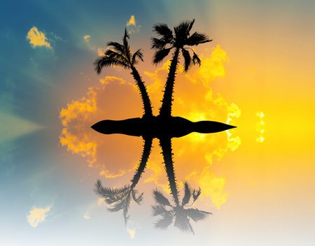 Sunset on an islandの写真素材