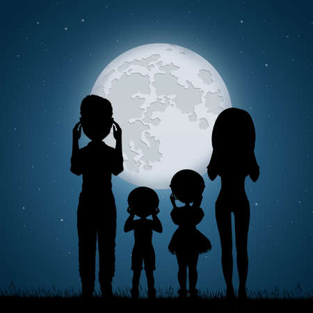 family look the eclipseの写真素材