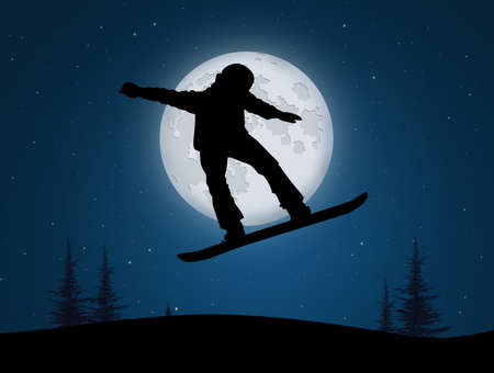 illustration of night skiingの写真素材