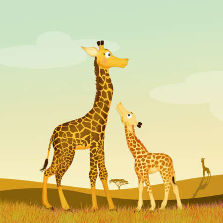 illustration of baby giraffeの写真素材