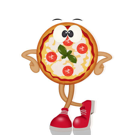 funny illustration of pizzaの写真素材